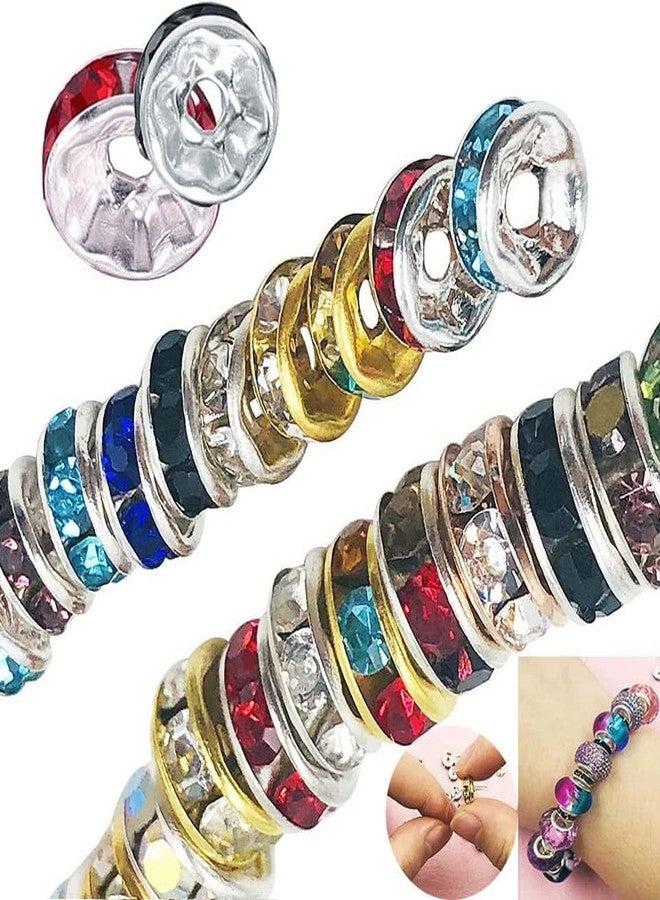 DIY Crafts 500 Pcs, Mixed Color, Crystal Rhinestone Round Spacer Beads, Round Spacer Beads for Necklaces Bracelets J (500 Pcs, Mixed Color) - Image 1
